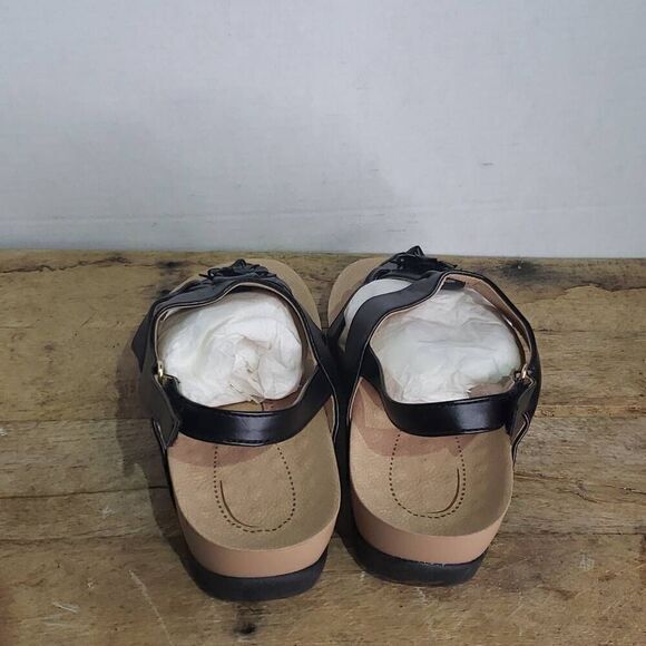 FUDYNMALC Womens Black Tan Slingback Orthotic Arch Support Comfort Sandals Sz 39 - Picture 4 of 7